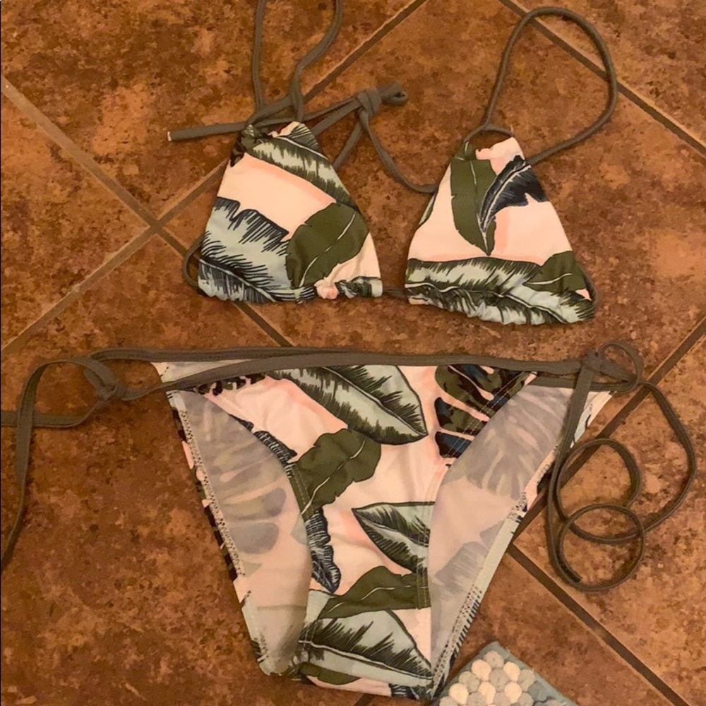 Green and Pink Floral Shein Swimsuit